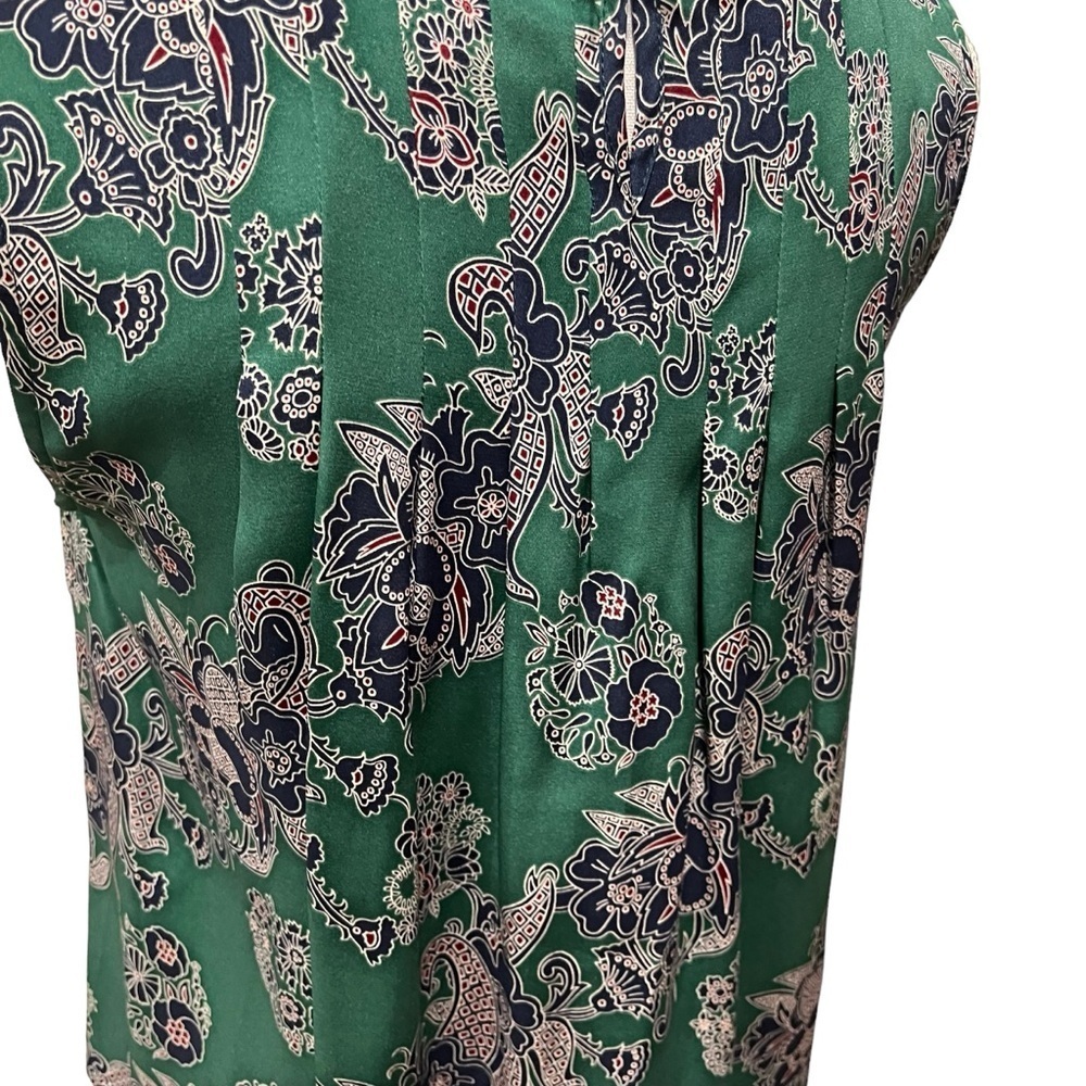Sea‎ New York Silk Blend Sleeveless Blouse Green Paisley Frayed Neckline Sz 2 - Picture 7 of 14